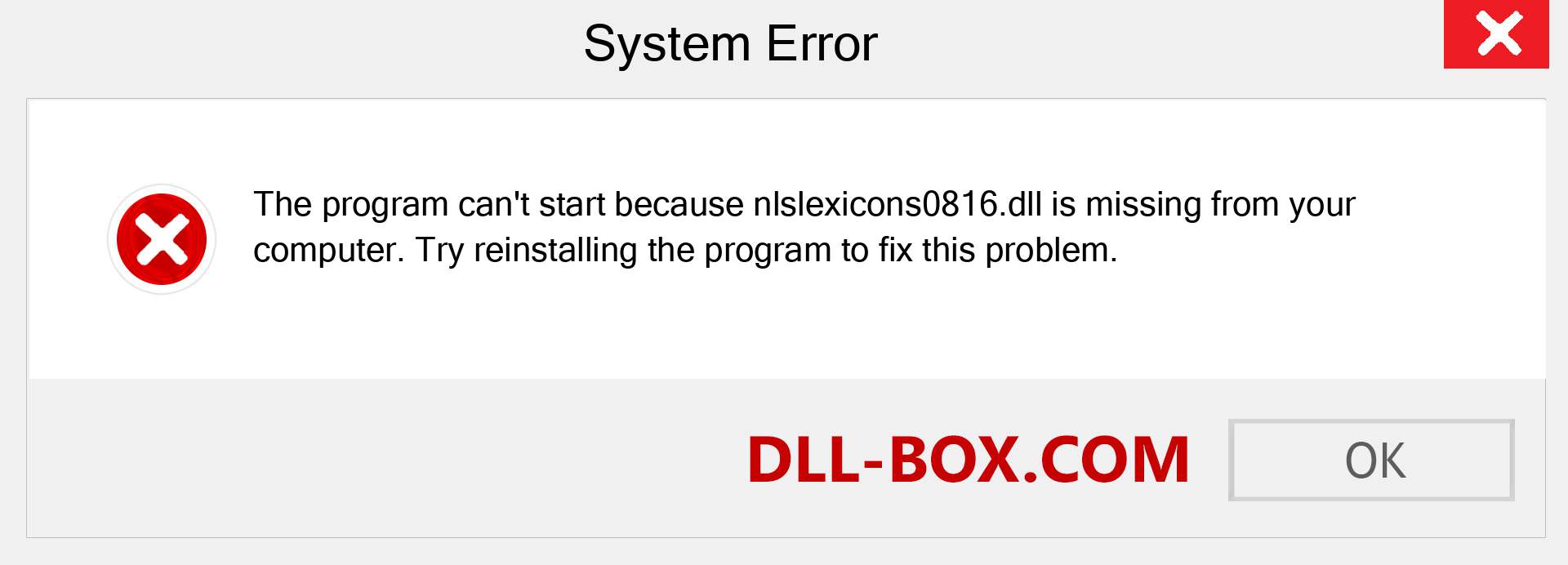  nlslexicons0816.dll file is missing?. Download for Windows 7, 8, 10 - Fix  nlslexicons0816 dll Missing Error on Windows, photos, images